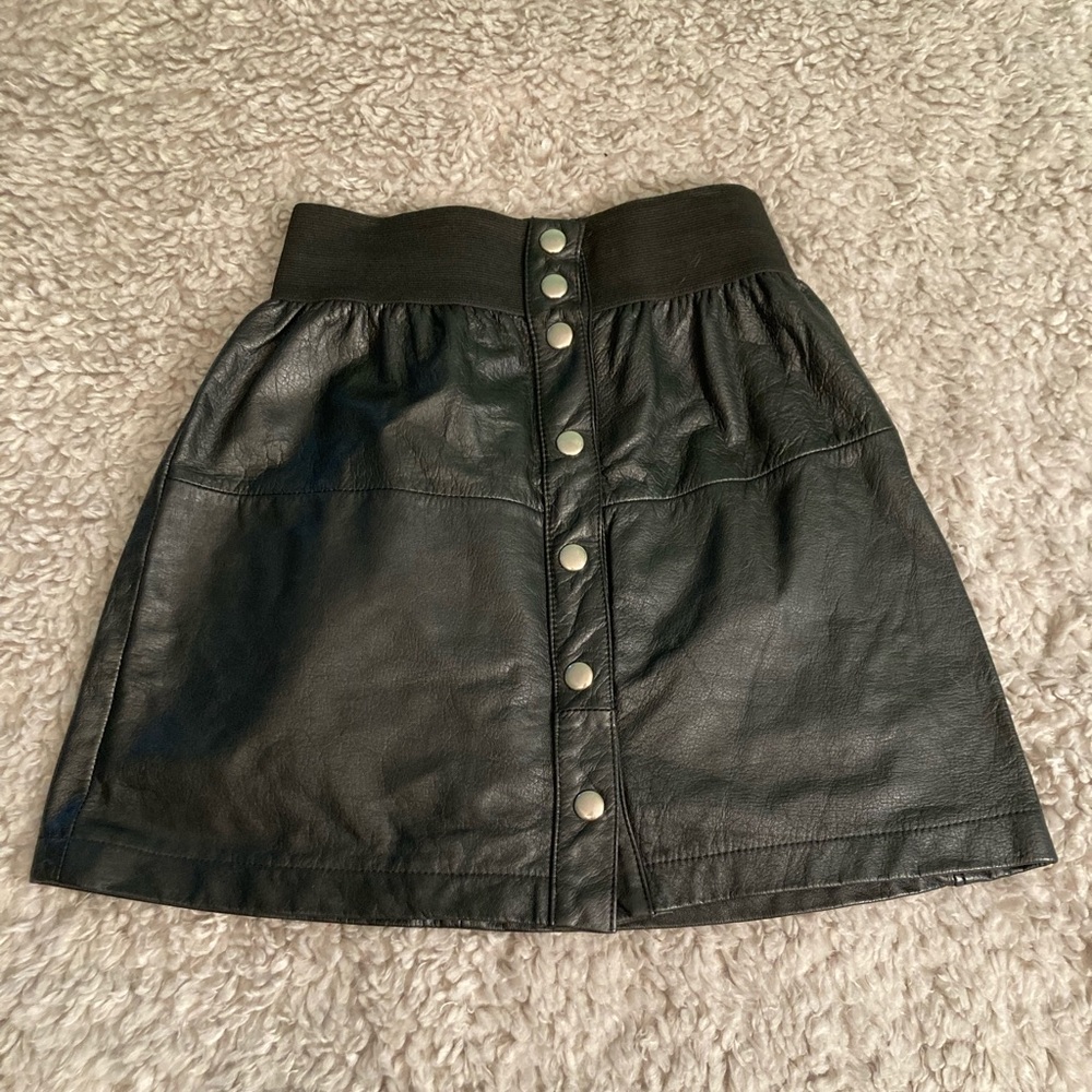 Black Vintage Leather Miniskirt